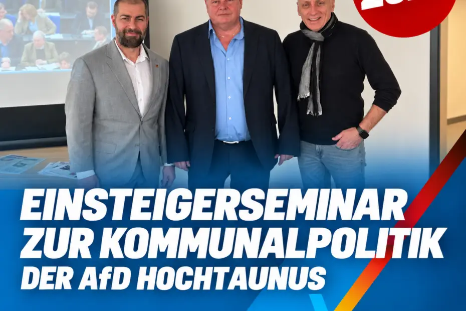 Drei Teilnehmer beim Einsteigerseminar zur Kommunalpolitik der AfD Hochtaunus 2025