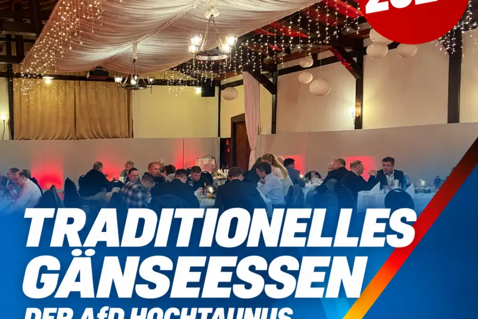 Festlich gedeckter Saal beim traditionellen Gänseessen der AfD Hochtaunus 2025